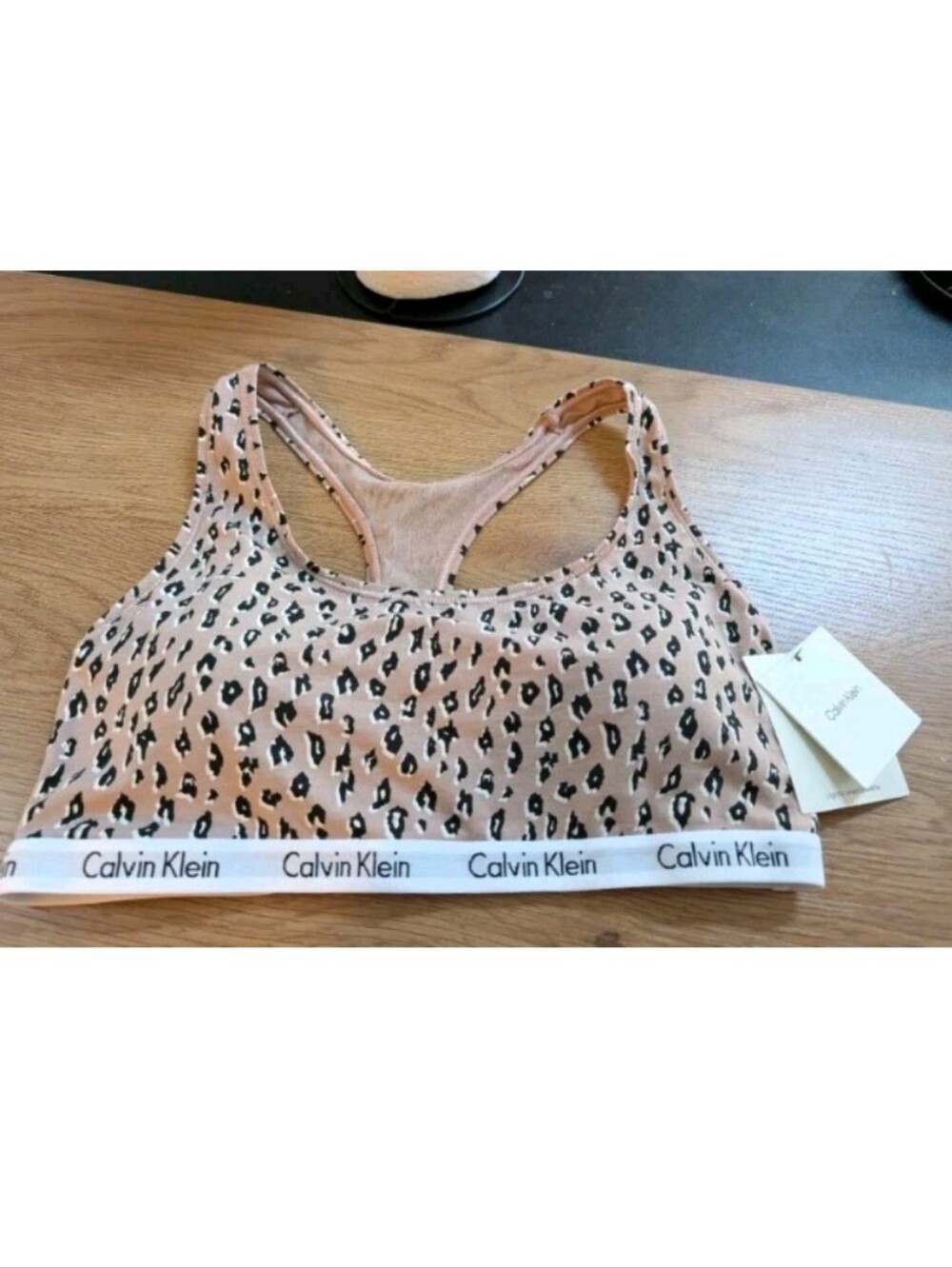 Calvin Klein Tan  Leopard Print Racerback Bralette